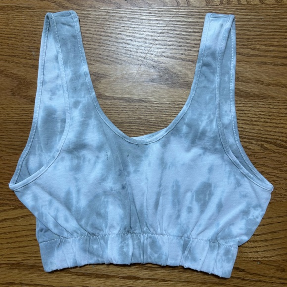 Zara Light Gray Tie-Dye Scoop Neck Crop Tank Size Small - Picture 3 of 5
